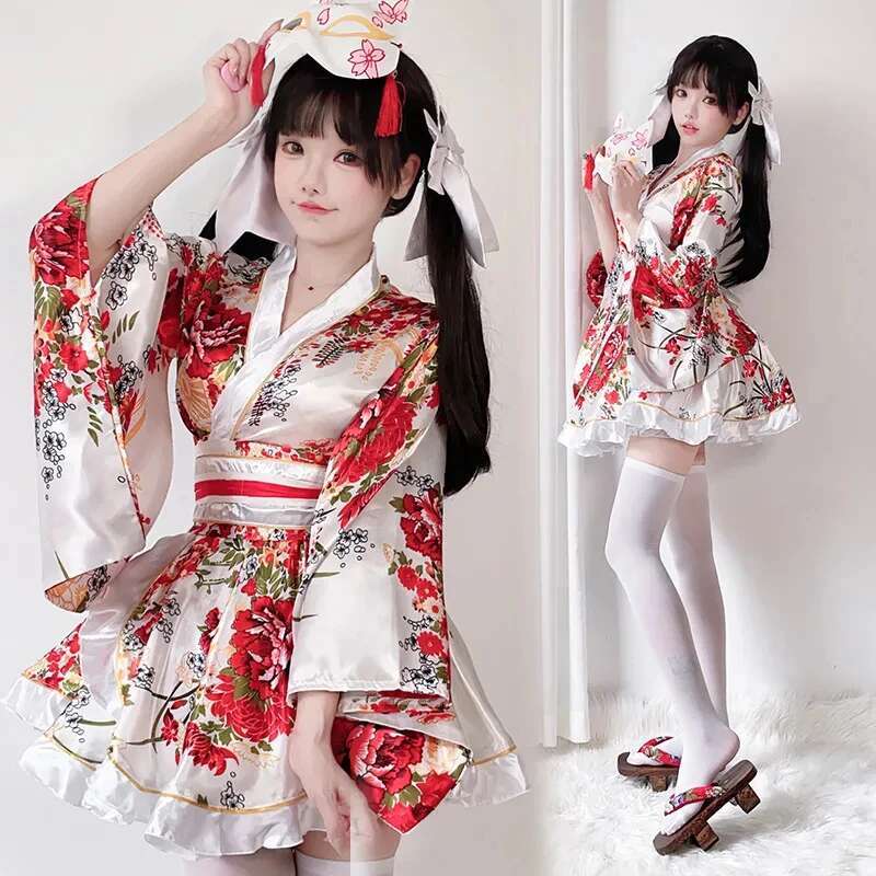 Bathrobe - Vestido Kimono japonés modificado para mujer,