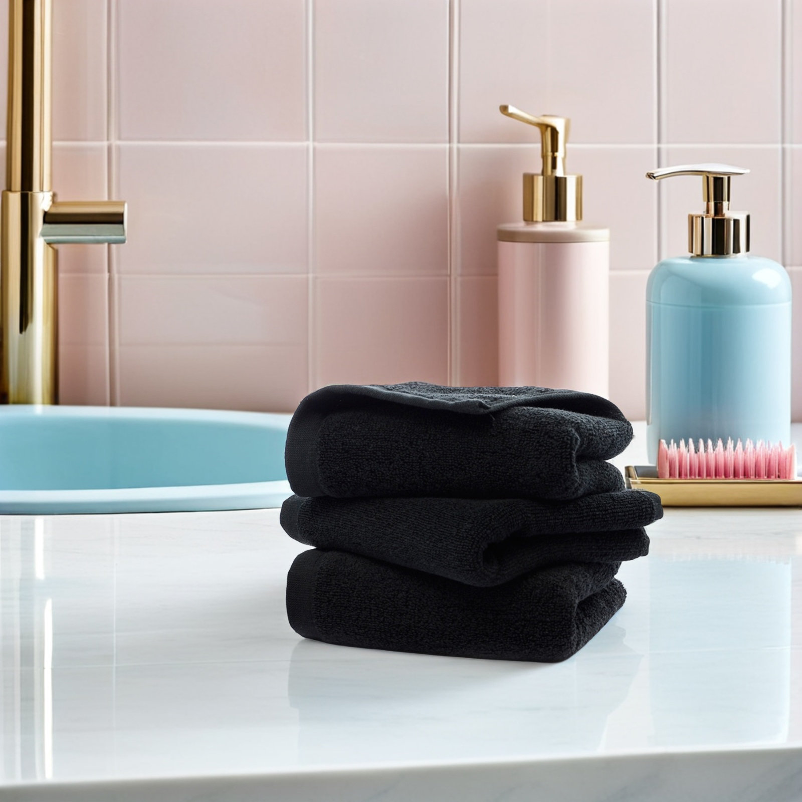 Spa Towel - Toalla de Mano de Algodón Negro,